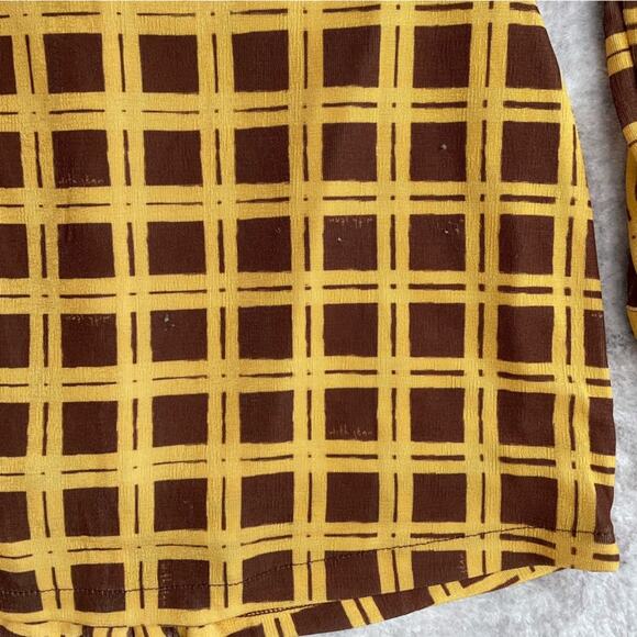 With Jean Andy Long Sleeve Button Front Check Dress Yellow XS Clueless Y2K - Picture 15 of 15